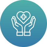 Heart and hands health emblem