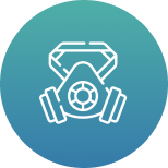 Safety equipment emblem on teal circle